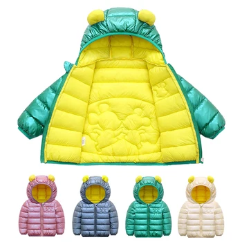 2020 Есенно-зимни детски топло яке с качулка за момичета от Ярки цветове, Детски якета за Момчета от 2 до 7 години, Връхни облекла, Детски дрехи