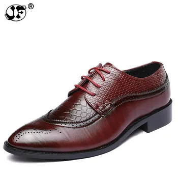 Мъжки бизнес обувки 2021, най-Новата Официална Офис на Сватбени Обувки за мъже, модел обувки от Изкуствена Кожа с релефни, големи Размеры896