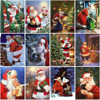 5D САМ Диамантена Картина на Дядо Коледа Планински Кристал Картина на Диамантена Бродерия на кръстат бод Коледен Подарък Ръчна изработка Стенно Изкуство