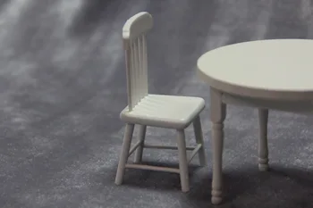 Комплект от Столове за масата за Хранене на Кукла Къща, 1:12, Имитация на Миниатюрен Дървена Маса със Столове, Модел Играчки за куклена Къща