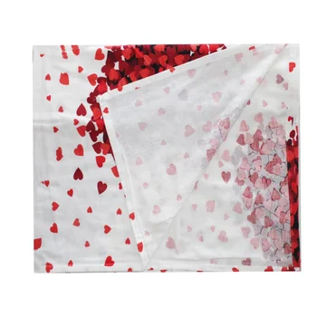 Бяло-червено фланелевое одеяло фигура във формата на сърце (75x75 см)