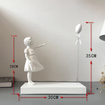 Banksy летящ Балон Момиче Съвременно Изкуство-Скулптура Смола Занаят Коледна Декорация на Дома, Луксозен Подарък, статуетка украшение