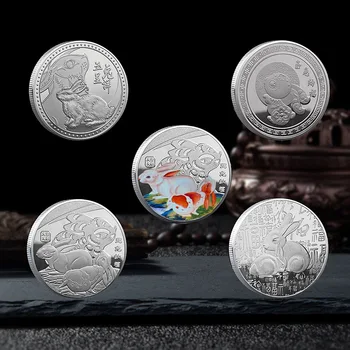 5шт 2023 Година на Заека ЗЛАТНА Монета Сбирка Неща с Червена Скоростна Художествена Стойност Колекция от Континенталната част на Китайския Подарък за Нова Година
