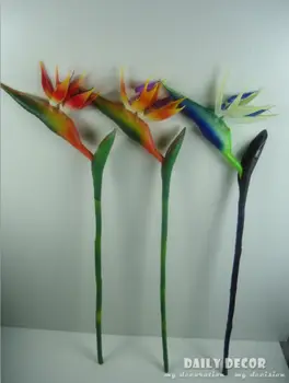 търговец на едро ! В момента на докосване на streliteela висока имитация на изкуствен латекс цветове на небесната птица, пухкава силиконови цветя Strelitzia regina