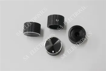 [БЕЛА] Всички алуминиеви черни дупки за капачки, дръжки на потенциометъра диаметър 6 mm 6,4 mm 25 mm X 15 mm - 50 бр/лот