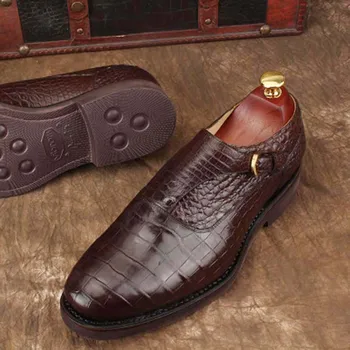 Ourui/ нова мъжки обувки от естествена крокодилска кожа, Мъжки бизнес обувки от крокодилска кожа, мъжки обувки от естествена кожа със затворени пръсти