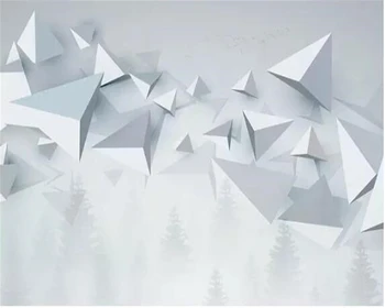 Beibehang 3d тапети на Геометрична триъгълник съвременната мода абстрактен геометричен 3d телевизор спалня фон на стените, 3d Тапети стенопис