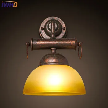IWHD Стъклен Промишлен монтиран на стената Лампа В Стил loft, Ретро Желязната Стена Лампа За Домашно Осветление, осветителни Тела с цвят на Ръжда, Стенни лампи За Спалня, Arandela