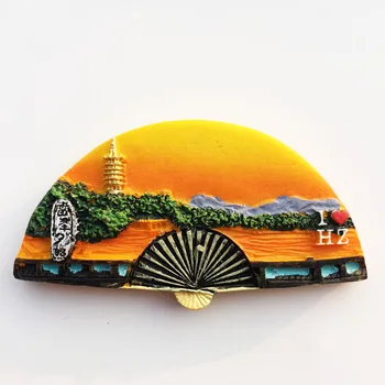 QIQIPP Zhejiang Hangzhou Западното Езеро Творчески Туризъм Запомнящ се Подарък за Фен на Ръчно Рисувани Занаяти Магнитен Магнит За Хладилник