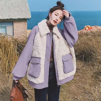 Мозайка палто от вълна от овце, Дамски Памучен яке Есен-зима 2022 в опрятном стил