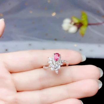 KJJEAXCMY Бутик за бижута от сребро 925 проба, инкрустирани с естествен розов турмалин, ново женски пръстен за дамата, Луксозна Поддръжка за Откриване на